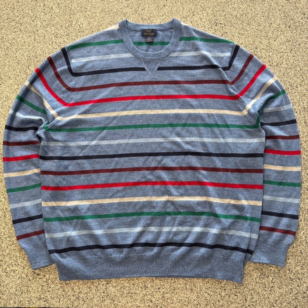 Brooks Brothers Sweater Mens XXL Blue Striped 346 Extra Fine Merino Wool